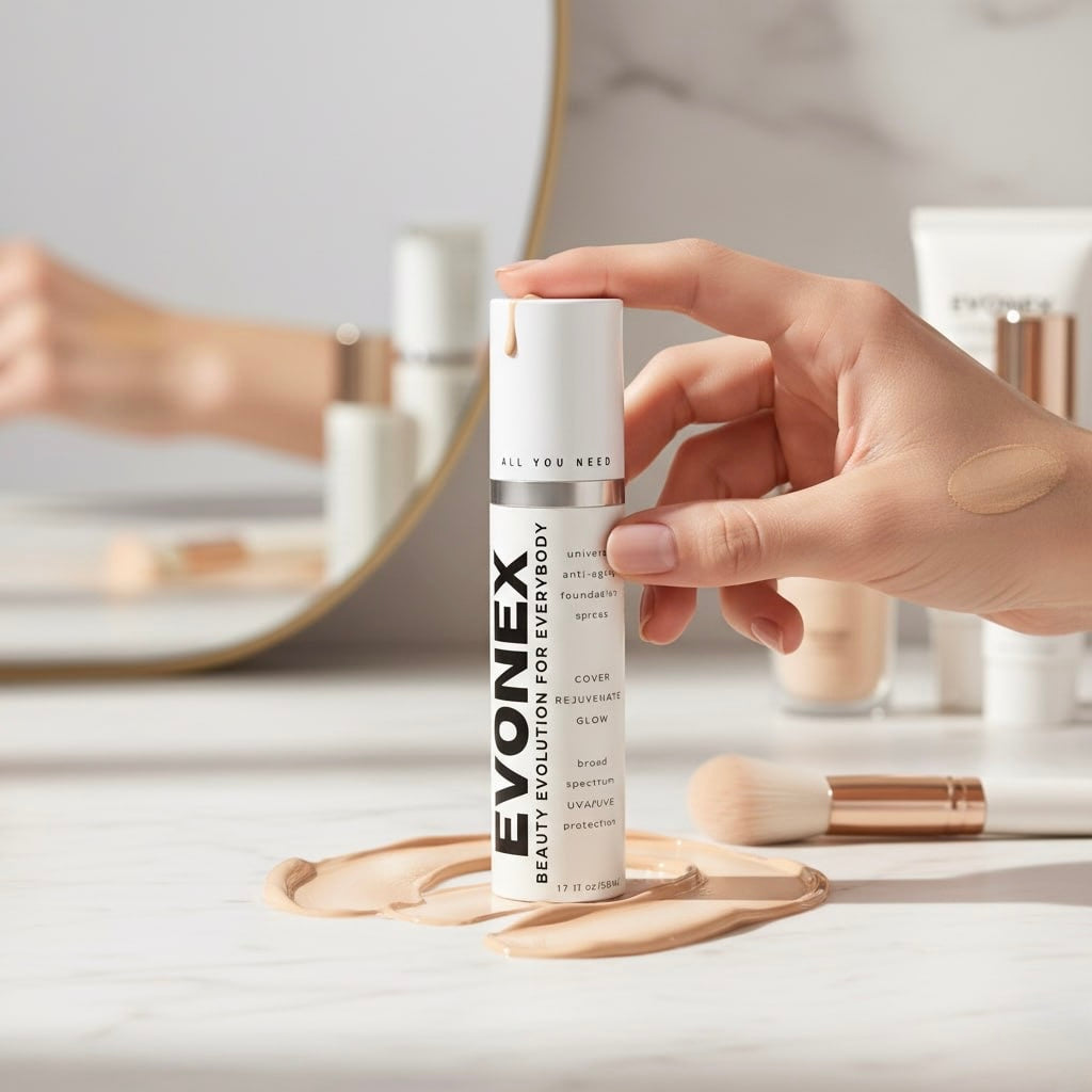 Evonex Age Defying Liquid Foundation Hydrating Light Smooth Cream with Moisturizer Brightening Matte Effects Concealer Skin Care